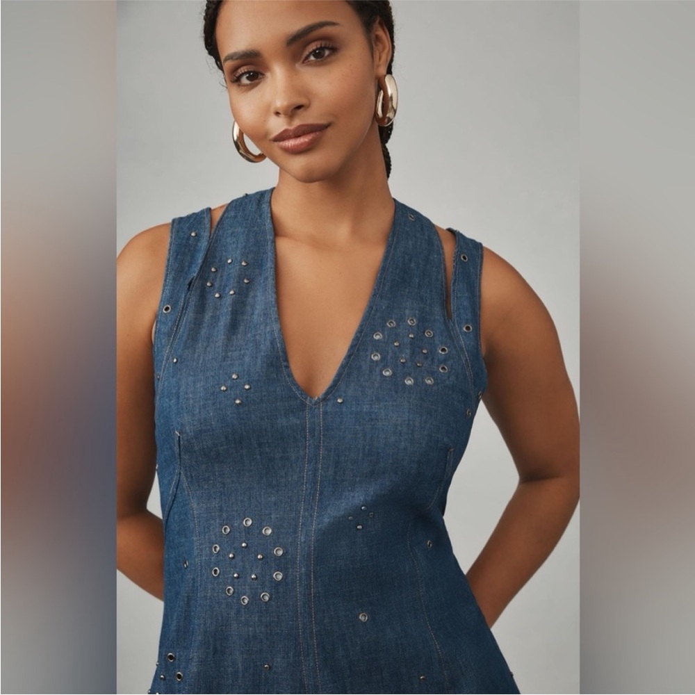 NWT Anthropologie Grommet denim midi dress size 0 - Picture 6 of 10